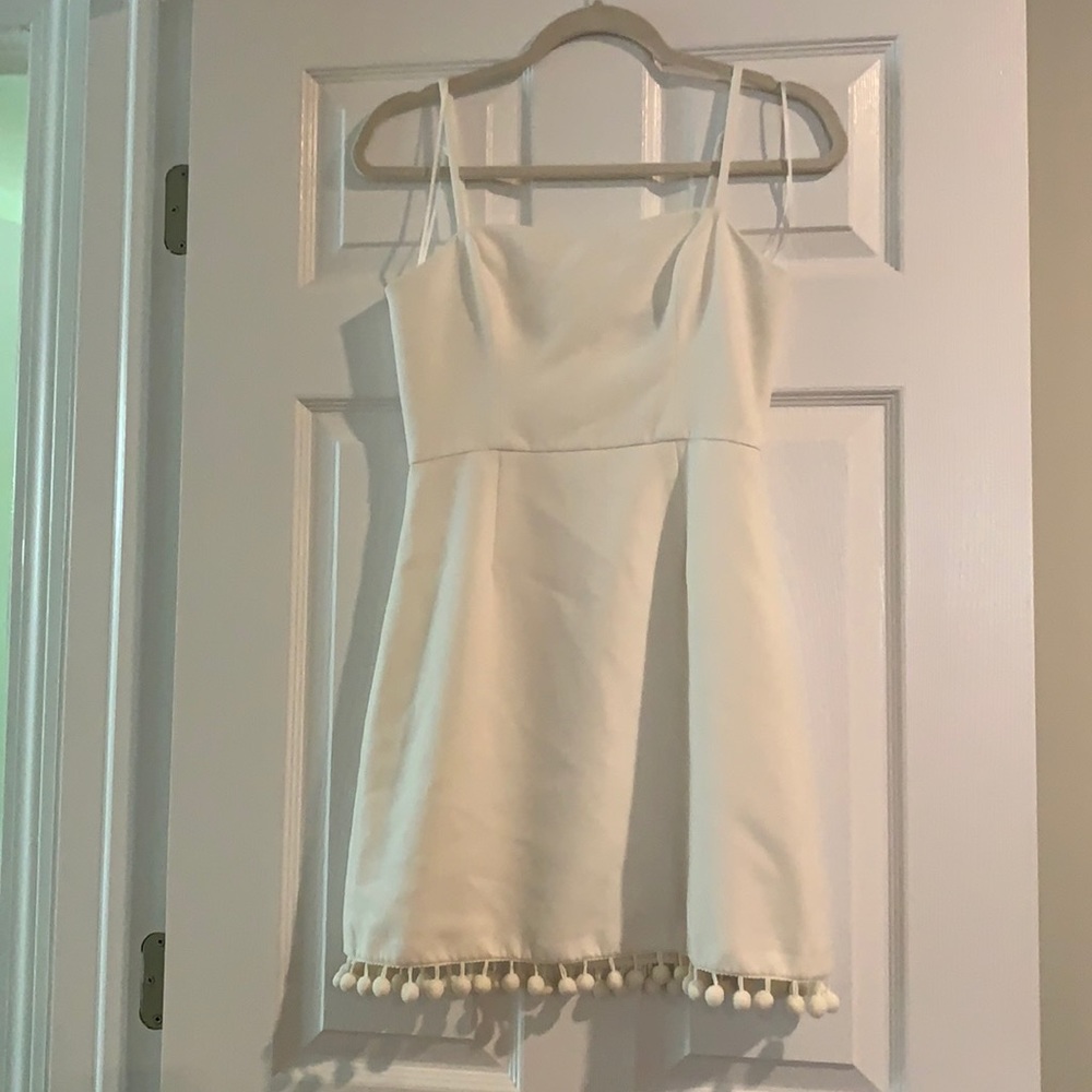 White French connection dress with Pom pom hem